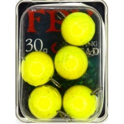 Рибальське грузило, вухатий, розбірне, 5шт/уп, колір Lime, вага 30г